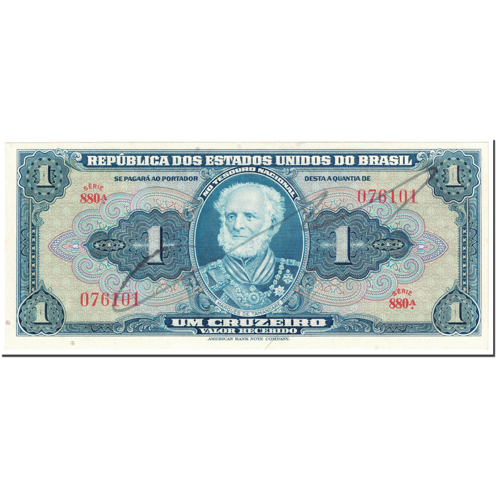 Banknote, Brazil, 1 Cruzeiro, 1944, Undated (1944), KM:132a, UNC(63)