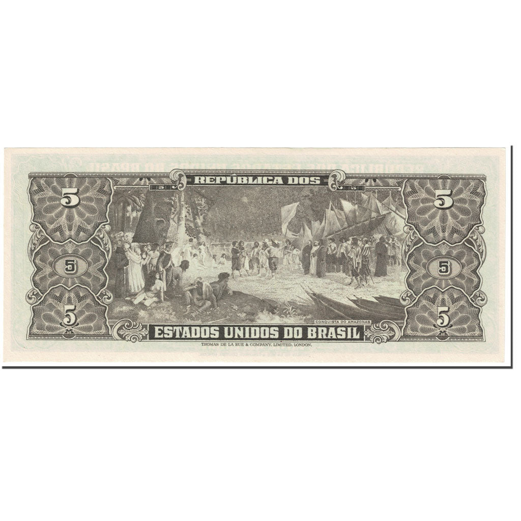 Banknote, Brazil, 5 Cruzeiros, 1950, Undated (1950), KM:142, UNC(65-70)