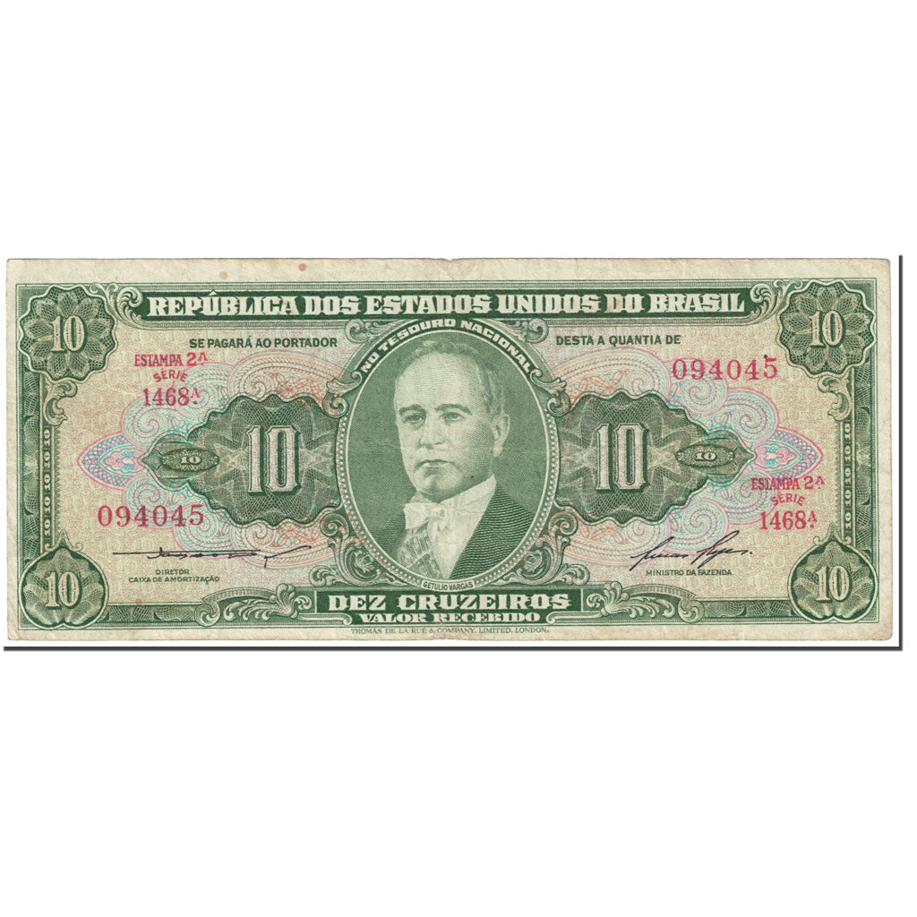 Banconote, Brasile, 10 Cruzeiros, 1953, Undated (1953), KM:159d, BB