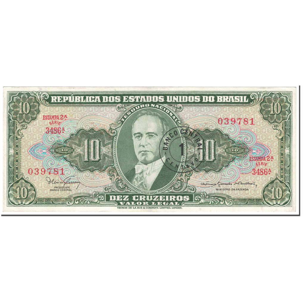 Banconote, Brasile, 1 Centavo on 10 Cruzeiros, 1967, Undated (1967), KM:183b