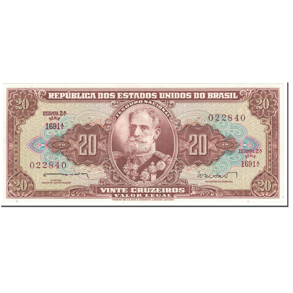 Banknote, Brazil, 20 Cruzeiros, 1962, Undated (1962), KM:178, UNC(65-70)