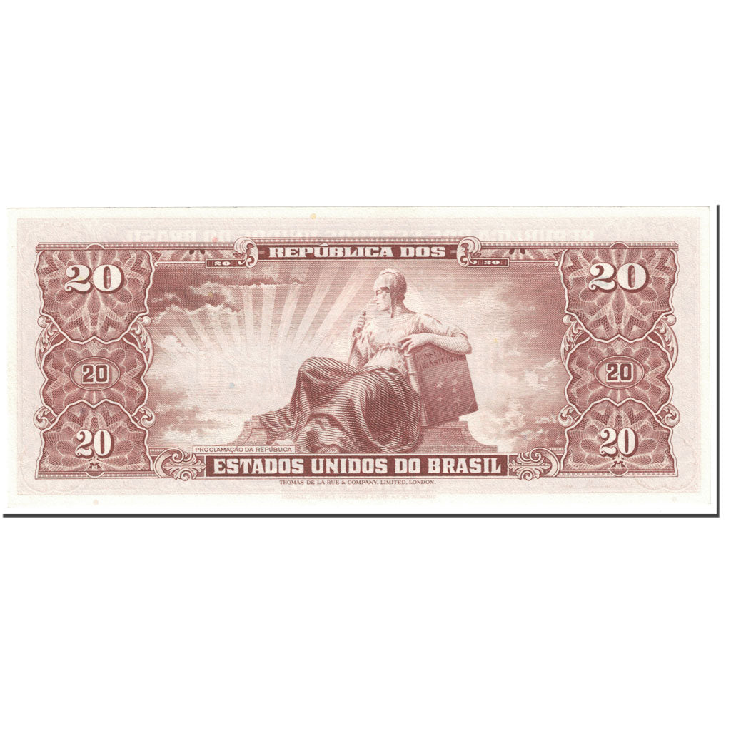 Banknote, Brazil, 20 Cruzeiros, 1962, Undated (1962), KM:178, UNC(65-70)