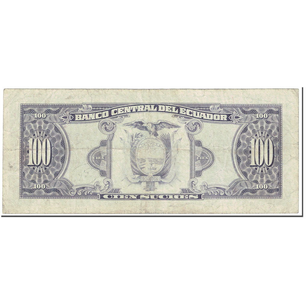 Banknote, Ecuador, 100 Sucres, 1988, 1988-06-08, KM:123Aa, AU(50-53)