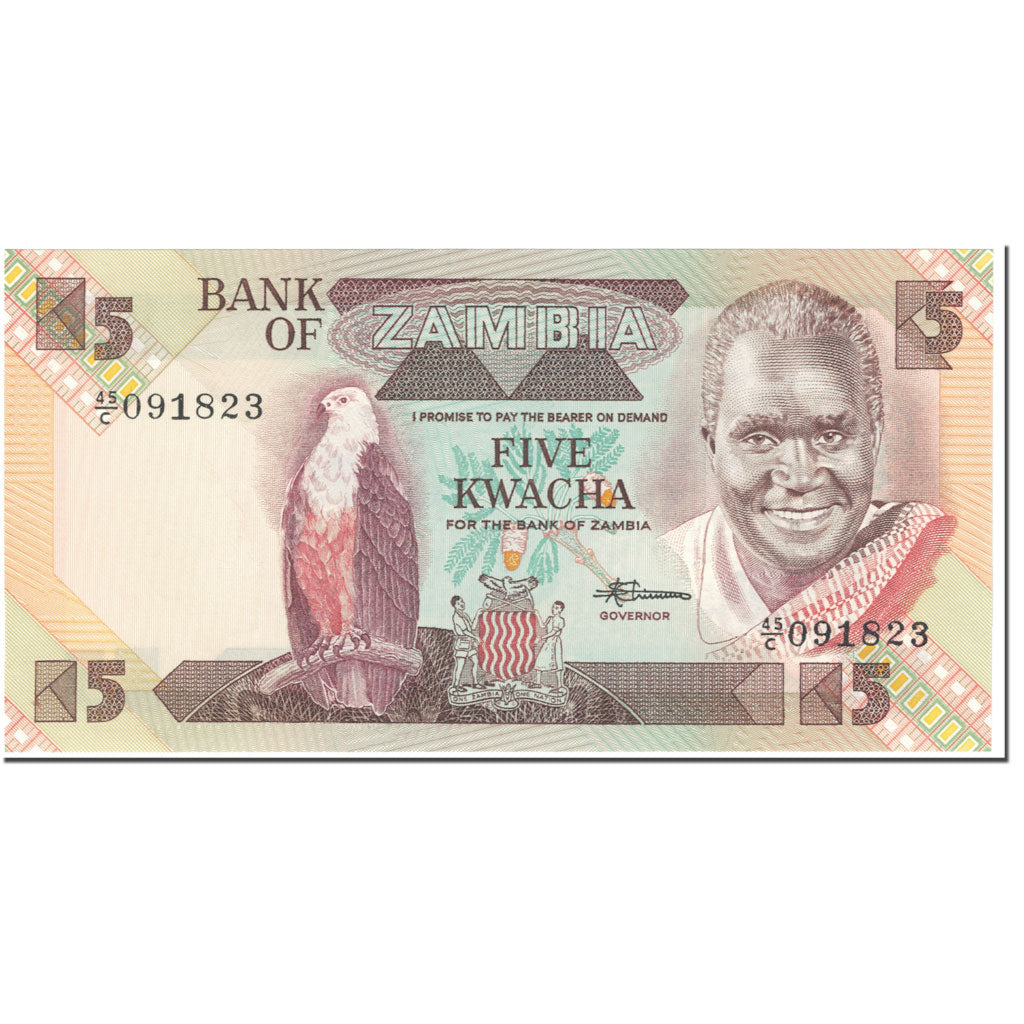 Biljet, Zambia, 5 Kwacha, 1980-88, Undated (1980-1988), KM:25d, NIEUW