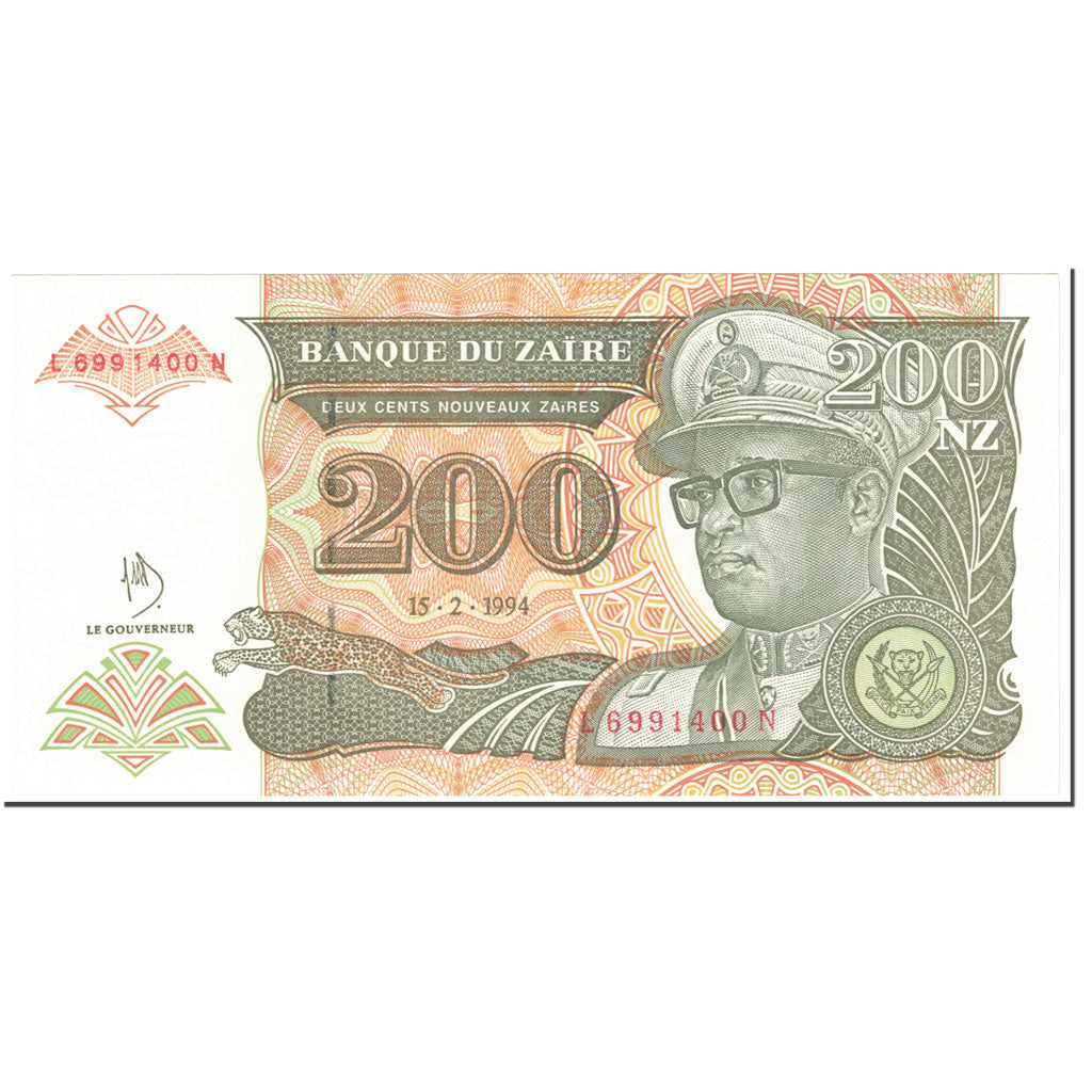 Banknote, Zaire, 200 Nouveaux Zaïres, 1994, 1994-02-15, KM:62a, UNC(65-70)
