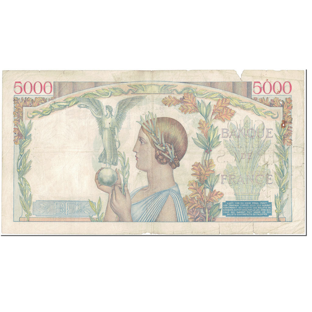Francia, 5000 Francs, 5 000 F 1934-1944 ''Victoire'', 1939, P. Rousseau and R.