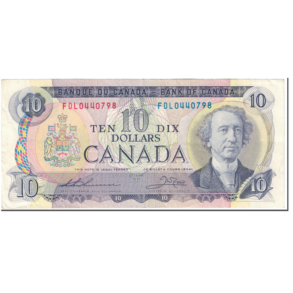 Banknote, Canada, 10 Dollars, 1971, Undated (1971), KM:88e, AU(50-53)