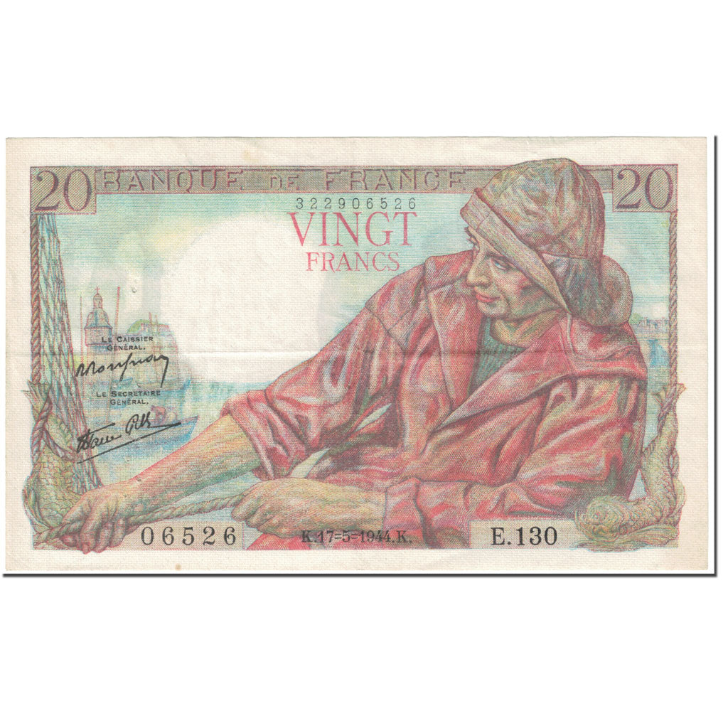 Frankreich, 20 Francs, 20 F 1942-1950 ''Pêcheur'', 1944, 1944-05-17, SS