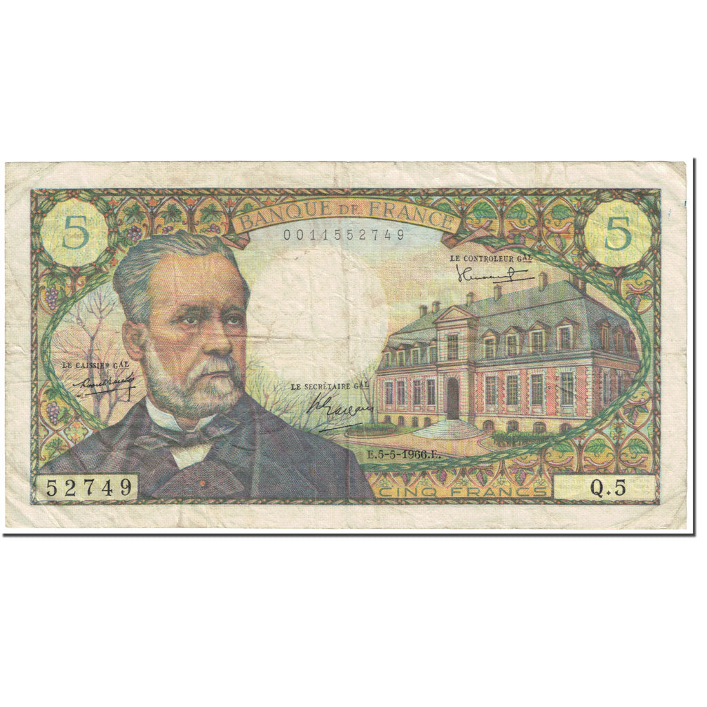 France, 5 Francs, 5 F 1966-1970 ''Pasteur'', 1966, 1966-05-05, VF(30-35)