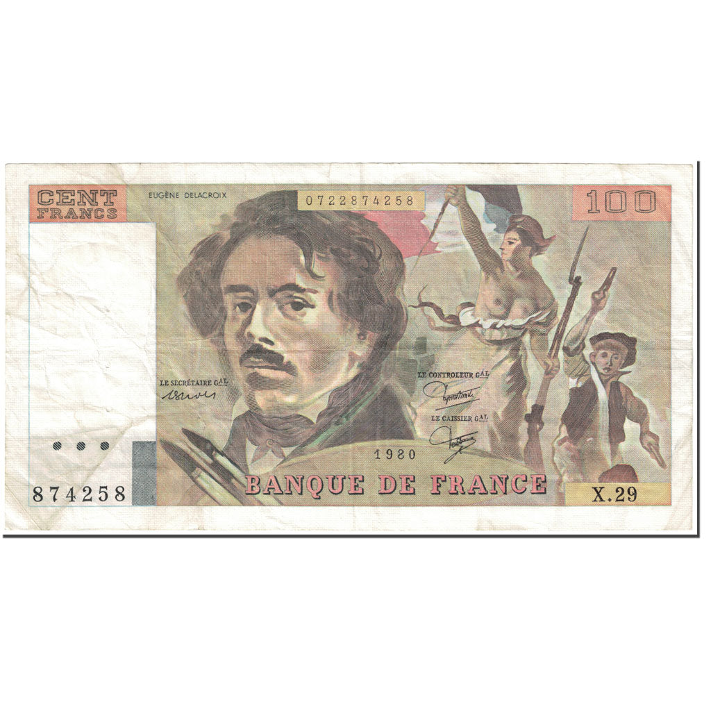 Francia, 100 Francs, 100 F 1978-1995 ''Delacroix'', 1980, Undated (1980), BC