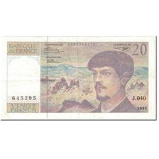 Francia, 20 Francs, 20 F 1980-1997 ''Debussy'', 1993, Undated (1993), EBC