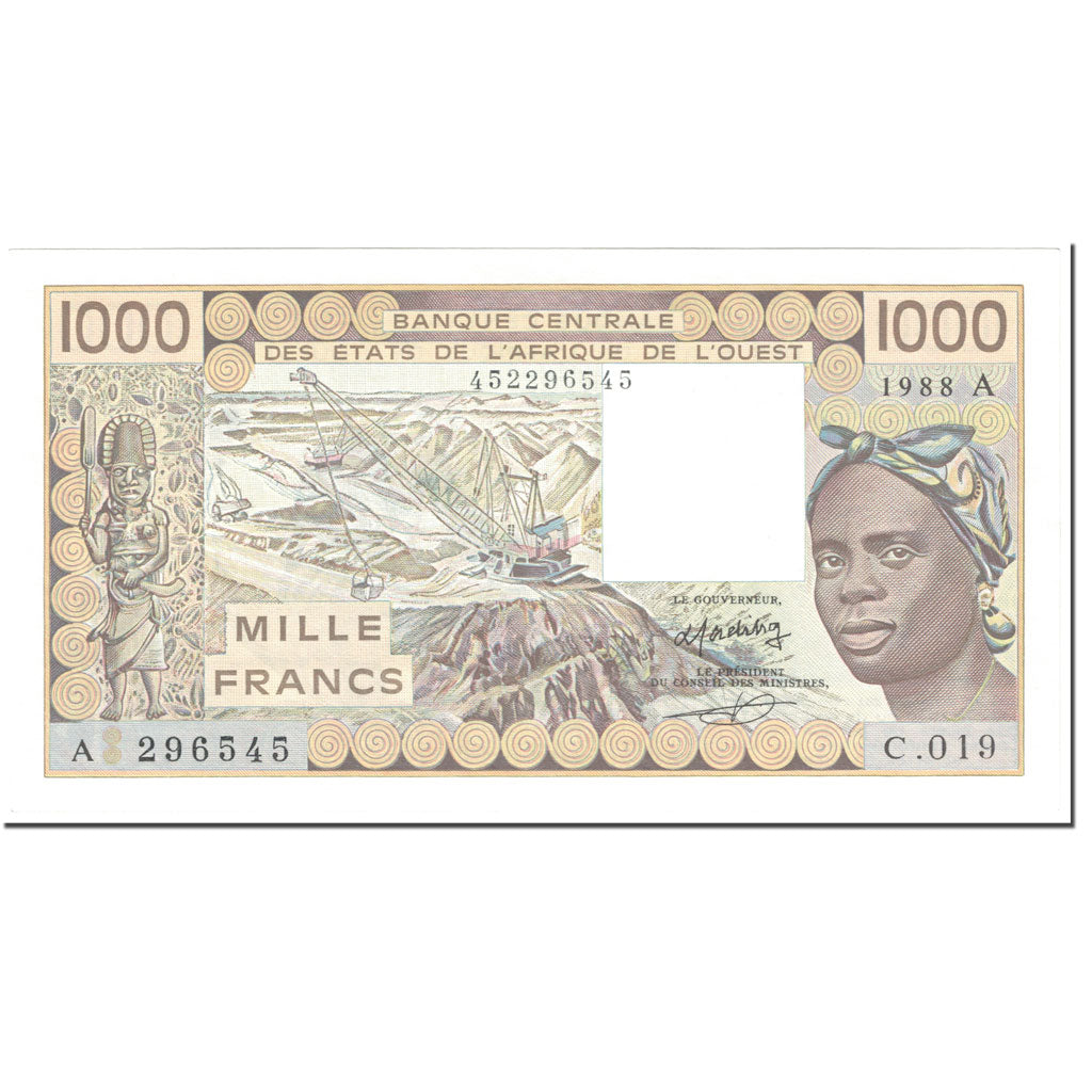 Banknote, West African States, 1000 Francs, 1988, Undated (1988), KM:107Aa