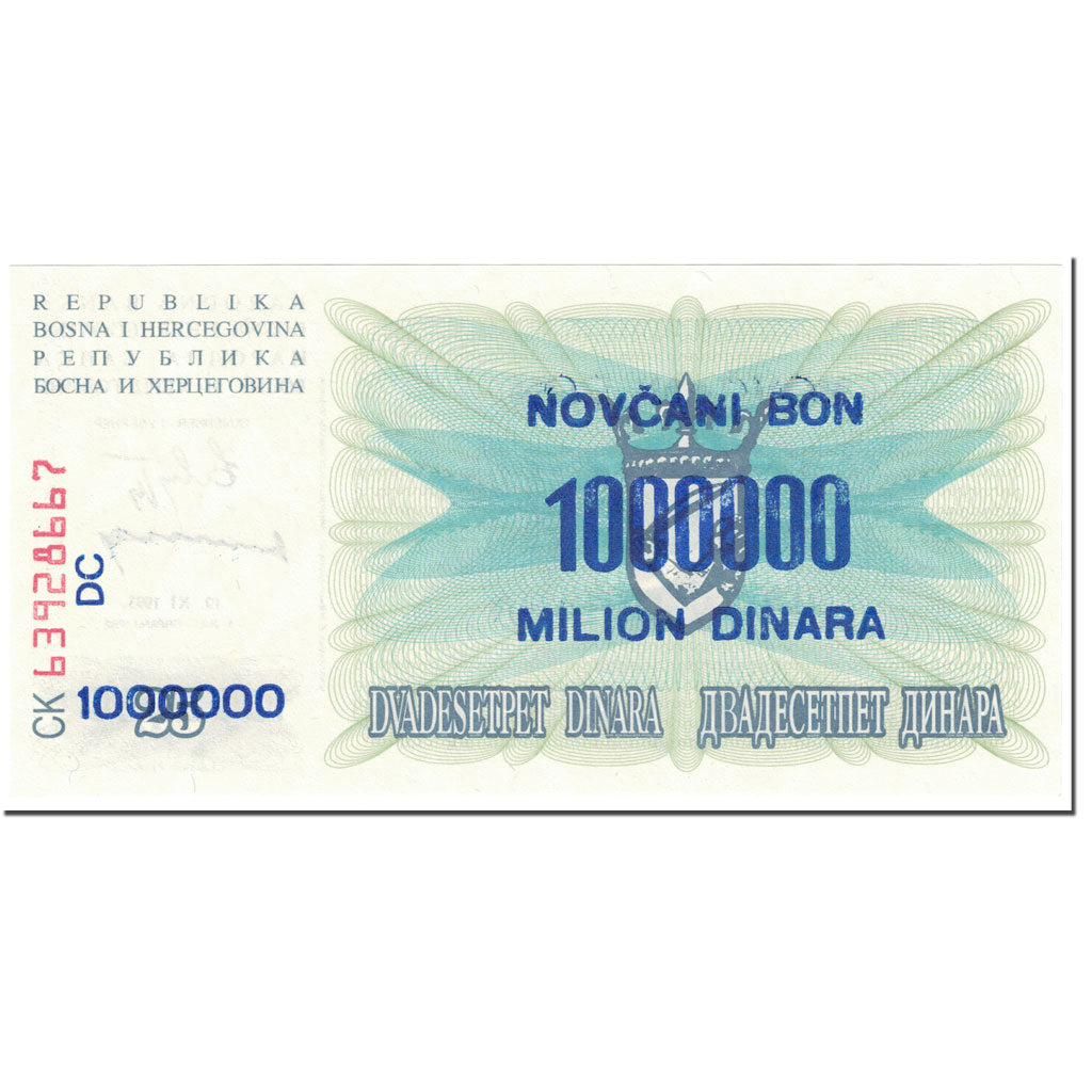 Billete, 100,000,000 Dinara, 1993, Bosnia - Herzegovina, 1993-11-10, KM:37, UNC