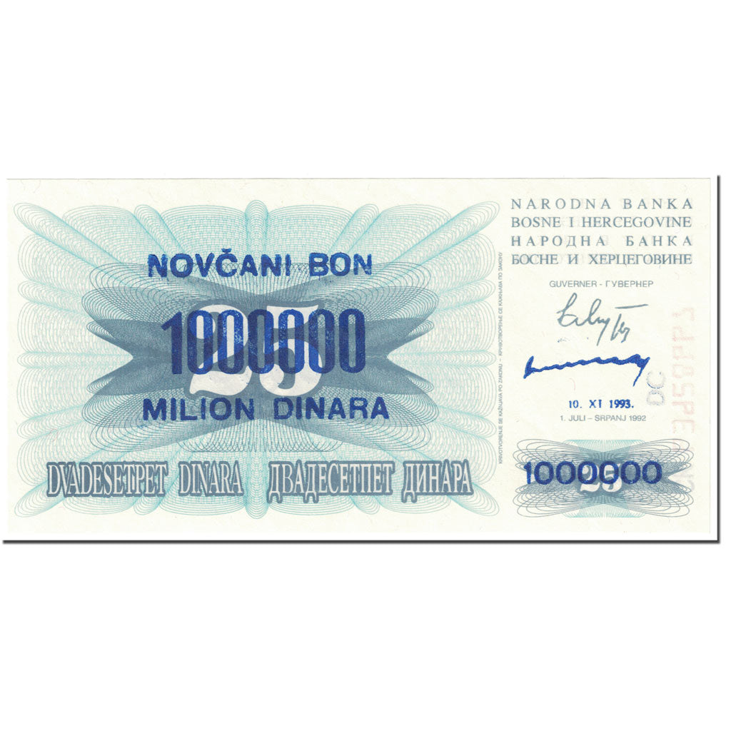 Billete, 100,000,000 Dinara, 1993, Bosnia - Herzegovina, 1993-11-10, KM:37, UNC