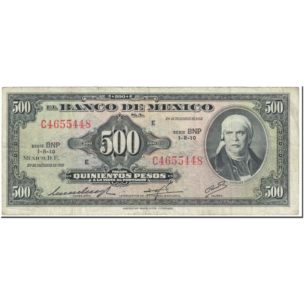 Billete, 500 Pesos, 1972, México, 1972-12-29, KM:51p, BC