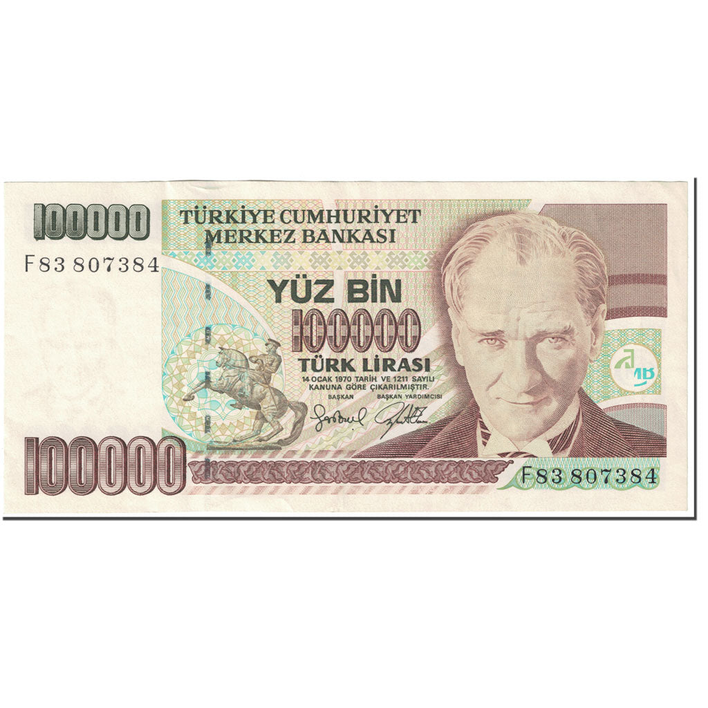 Banknote, Turkey, 100,000 Lira, 1997-2001, Undated(1997-2001), KM:206, UNC(63)