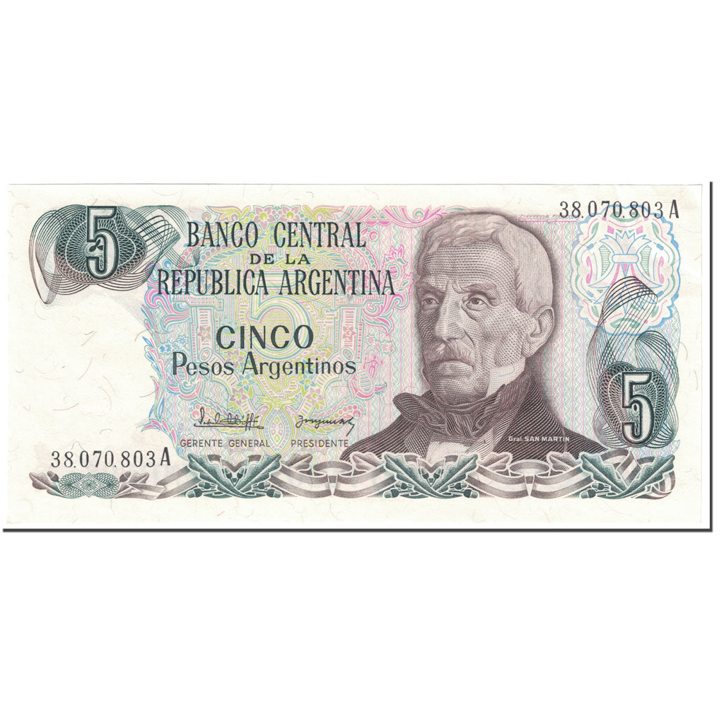 Billet, Argentine, 5 Pesos Argentinos, 1984, Undated (1984), KM:312a, SUP+
