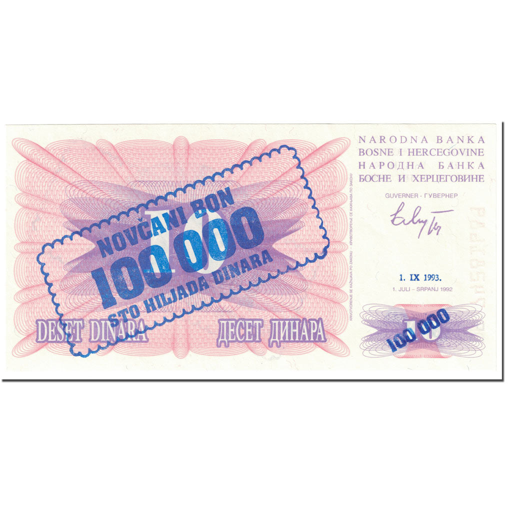 Banknote, Bosnia - Herzegovina, 100,000 Dinara, 1993, 1993-09-01, KM:34a