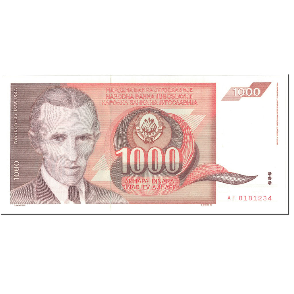 Billete, 1000 Dinara, 1990, Yugoslavia, 1990-11-26, KM:107, UNC