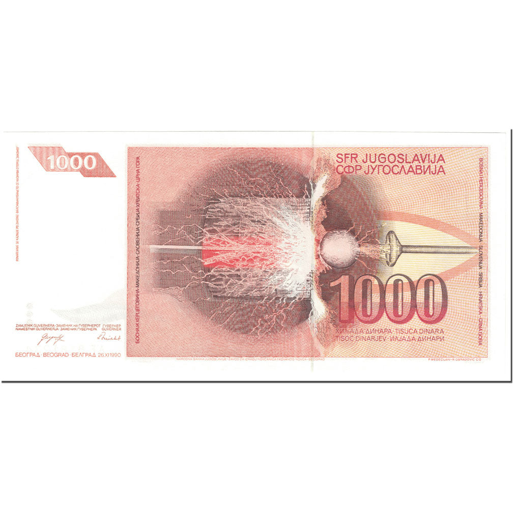 Billete, 1000 Dinara, 1990, Yugoslavia, 1990-11-26, KM:107, UNC