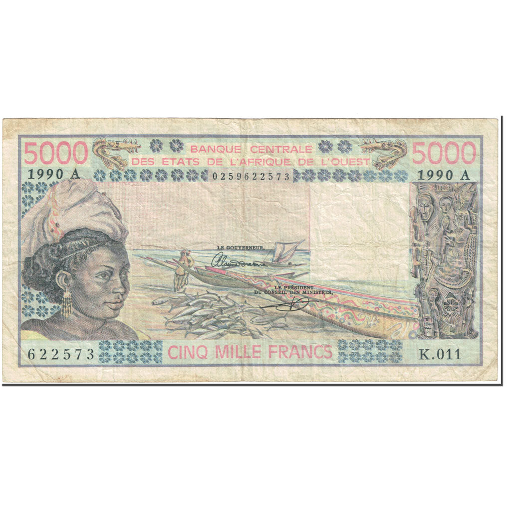 Banknote, West African States, 5000 Francs, 1990, UNdated (1990), KM:108Aa