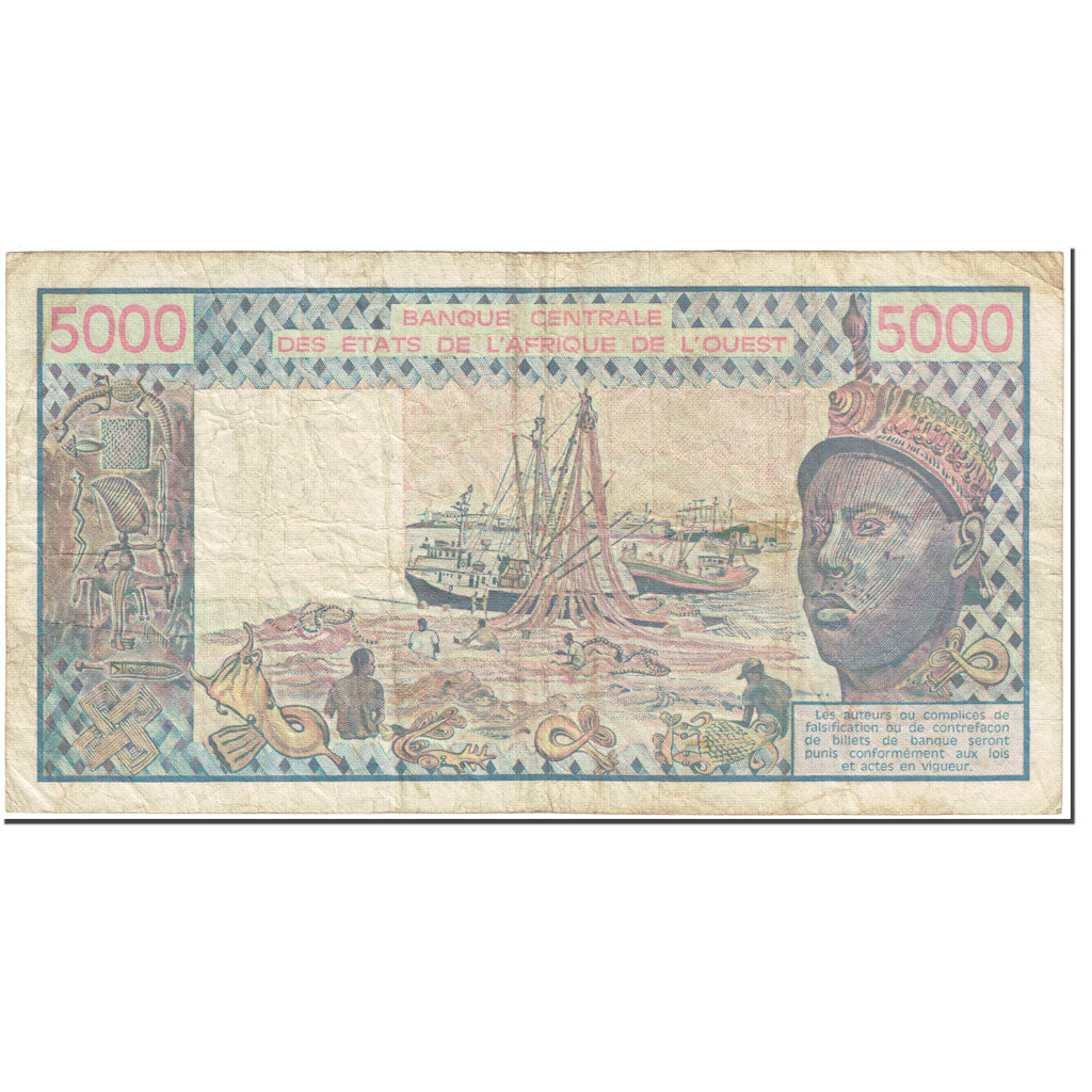 Banknote, West African States, 5000 Francs, 1990, UNdated (1990), KM:108Aa