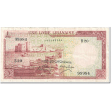 Banknote, Lebanon, 1 Livre, 1958, Undated (1958), KM:55b, AU(50-53)