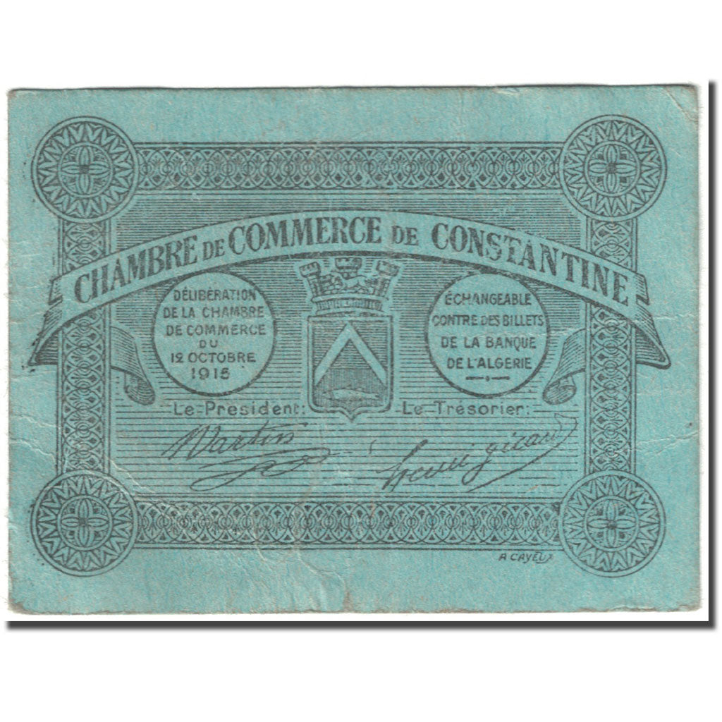 Banknote, Algeria, 5 Centimes, JP.38, 1915-10-12, AU(50-53)