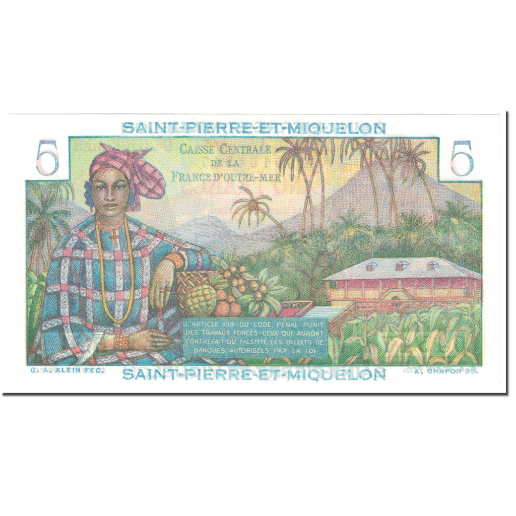 Saint Pierre and Miquelon, 5 Francs, 1946, Undated (1946), UNC(65-70), KM:22