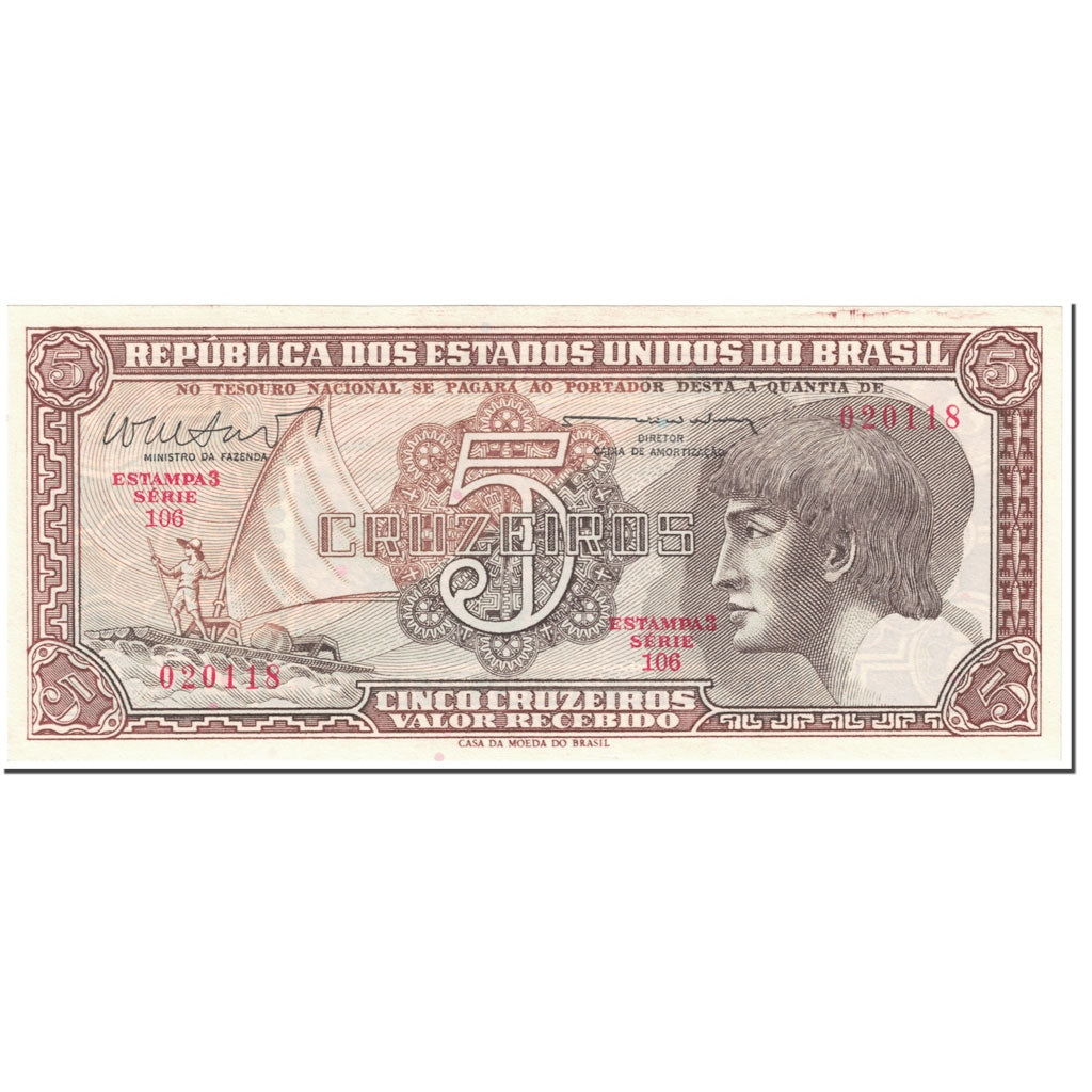 Banconote, Brasile, 5 Cruzeiros, 1961-1962, Undated (1961-1962), KM:166b, SPL