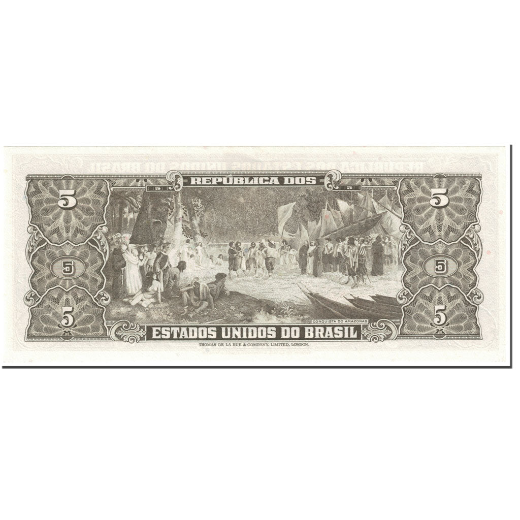 Banknote, Brazil, 5 Cruzeiros, 1964, Undated (1964), KM:176d, UNC(65-70)