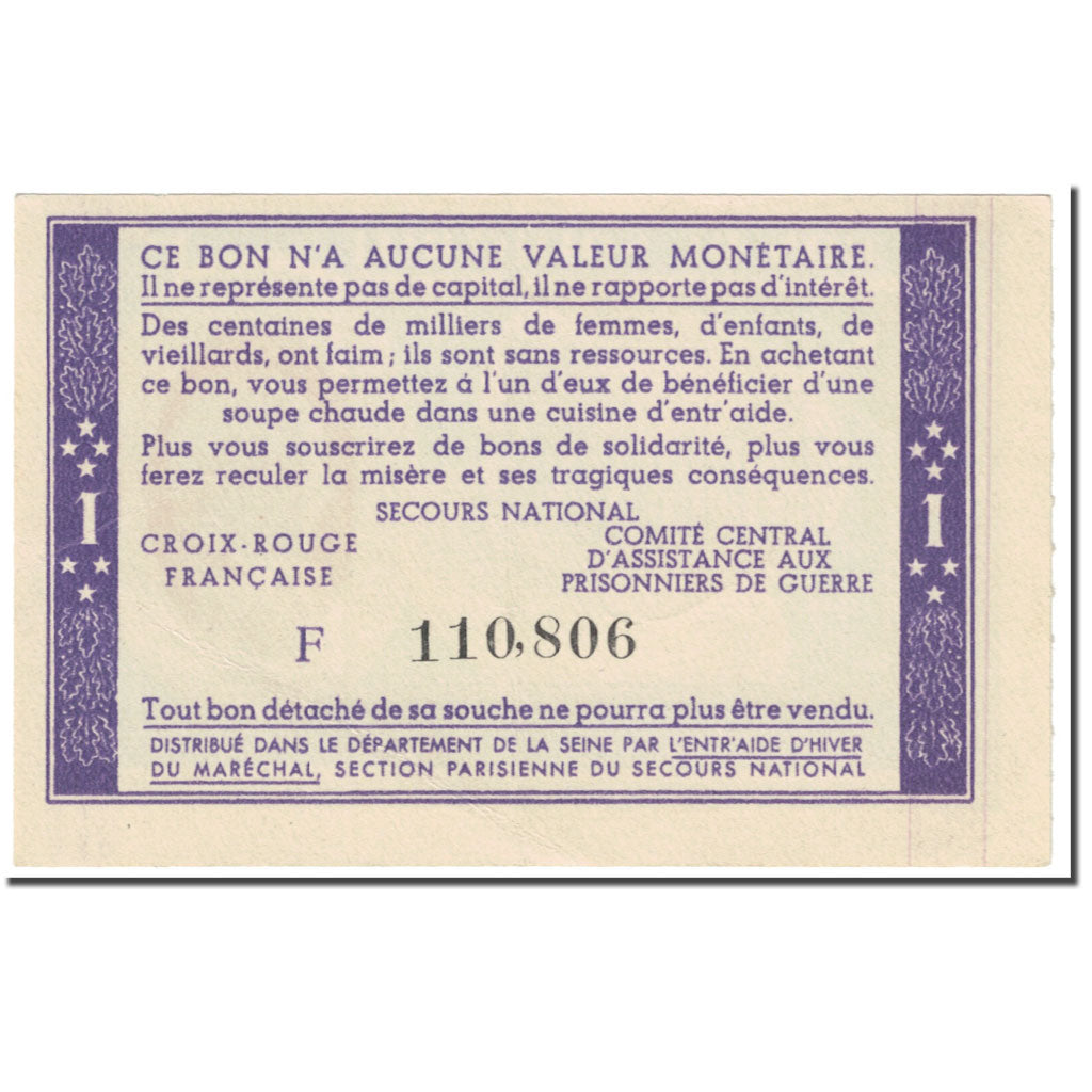 France, Bon de Solidarité, 1 Franc, 1941, UNC(65-70)