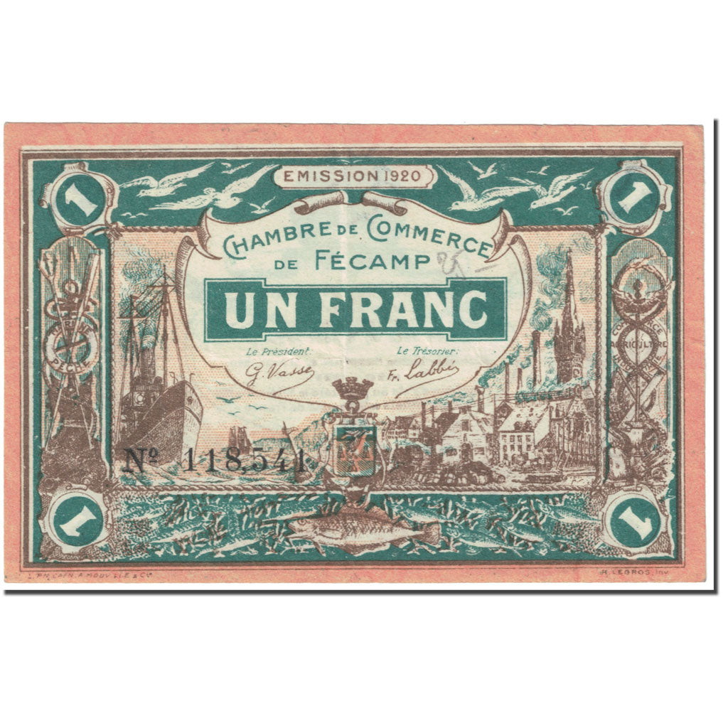France, Fécamp, 1 Franc, 1920, AU(50-53)