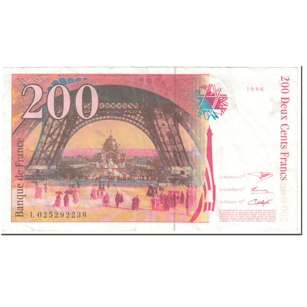 Frankrijk, 200 Francs, 200 F 1995-1999 ''Eiffel'', 1996, Undated (1996), TTB