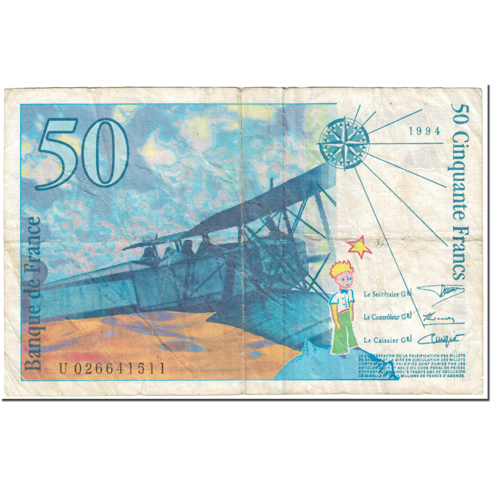 France, 50 Francs, 50 F 1992-1999 ''St Exupéry'', 1994, Undated (1994)