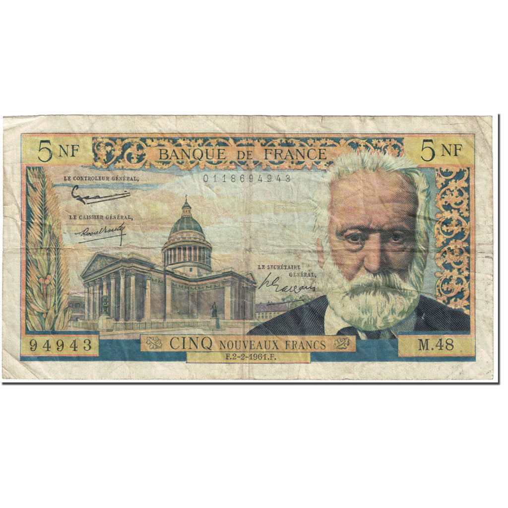 Francia, 5 Nouveaux Francs, 5 NF 1959-1965 ''Victor Hugo'', 1961, 1961-02-02