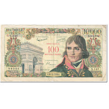 Frankrijk, 100 Nouveaux Francs on 10,000 Francs, 1955-1959 Overprinted with