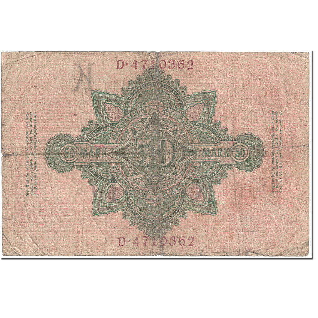 Banknote, Germany, 50 Mark, 1910, 1910-04-21, KM:41, AG(1-3)