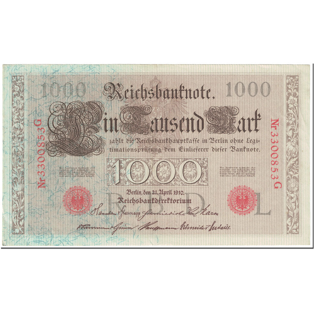 Banknote, Germany, 1000 Mark, 1910, 1910-04-21, KM:44b, AU(55-58)