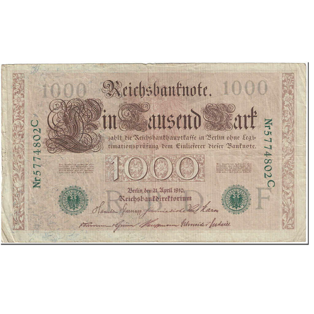 Banknote, Germany, 1000 Mark, 1910, 1910-04-21, KM:45b, VG(8-10)