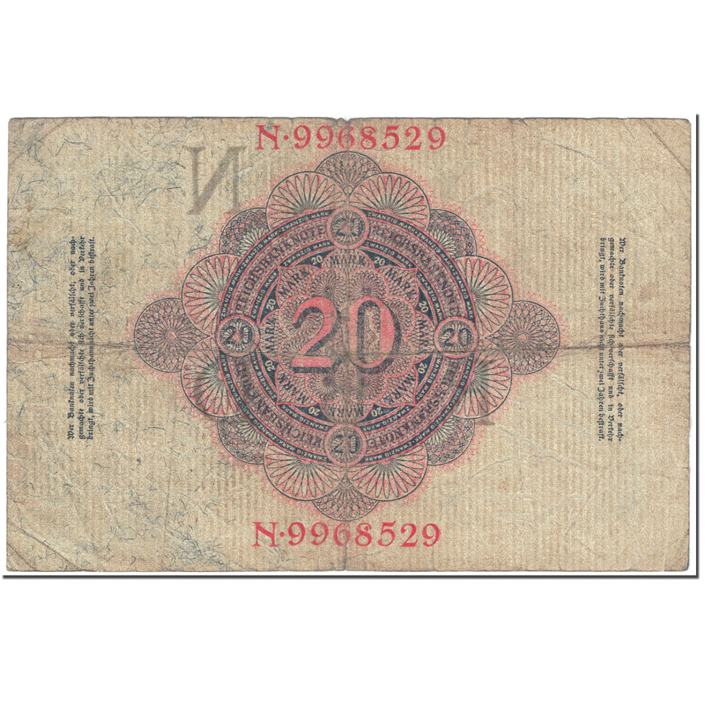 Banknote, Germany, 20 Mark, 1914, 1914-02-19, KM:46b, VG(8-10)