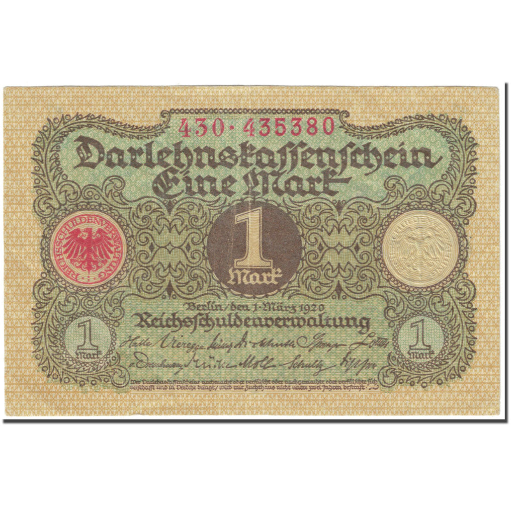 Banknote, Germany, 1 Mark, 1920, 1920-03-01, KM:58, AU(55-58)