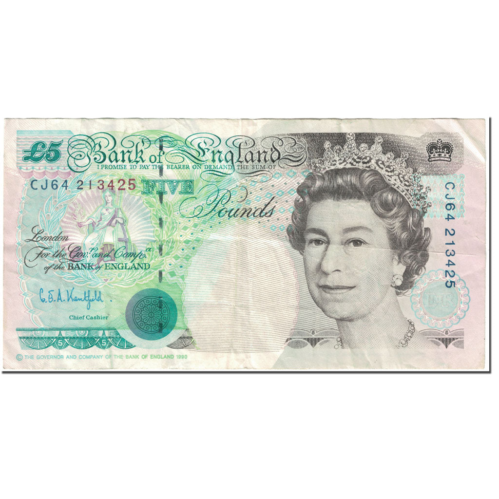 Banknote, Great Britain, 5 Pounds, 1991, Undated (1991-1998), KM:382b, VF(20-25)