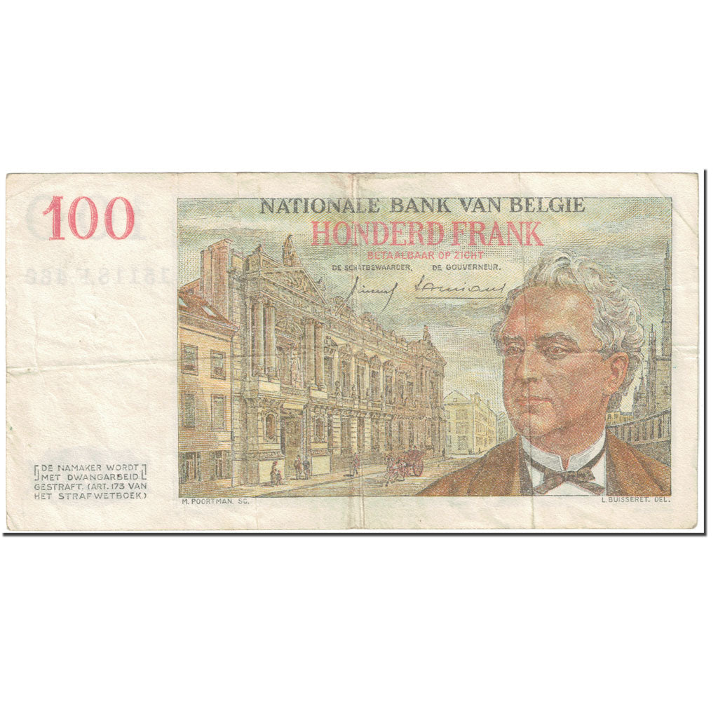 Banknote, Belgium, 100 Francs, 1959, 1959-06-23, KM:129c, EF(40-45)
