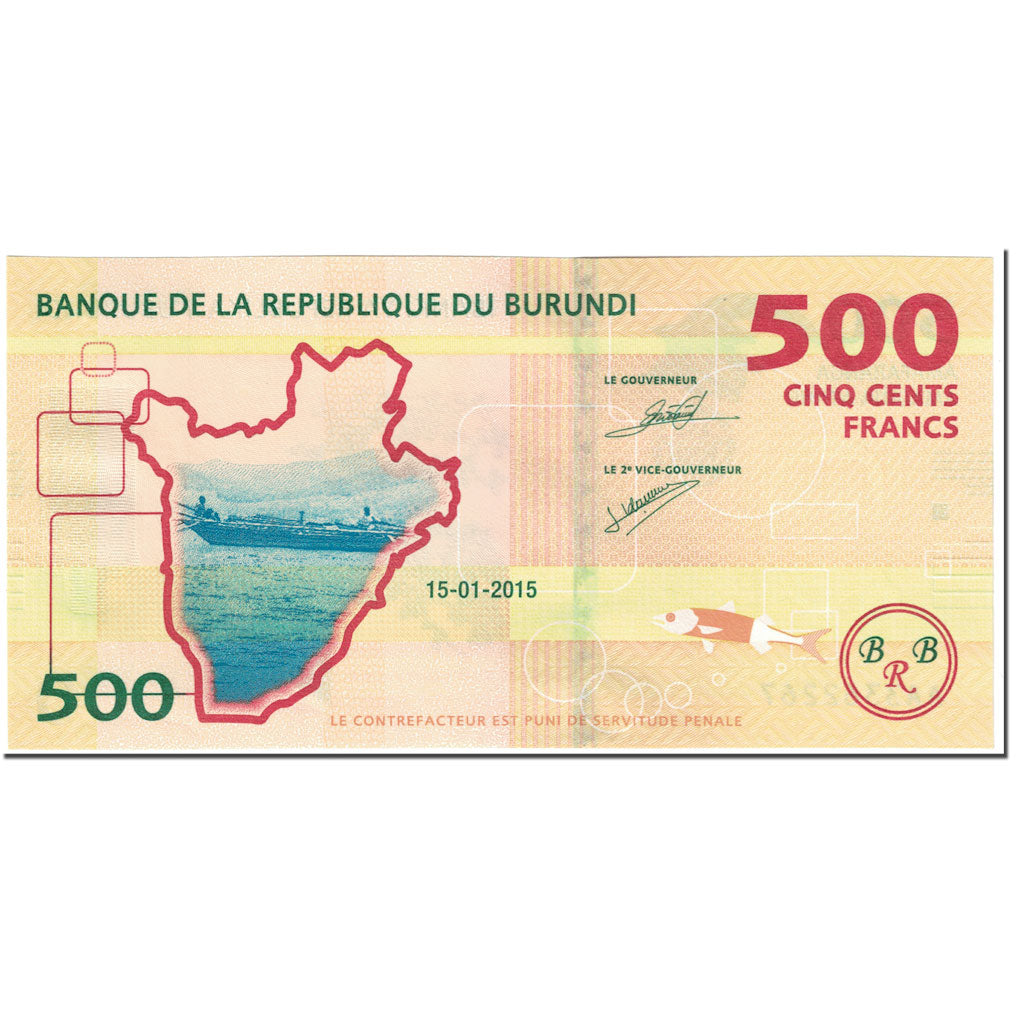 Banknote, Burundi, 500 Francs, 2015, 2015.01.15, KM:50a, UNC(65-70)