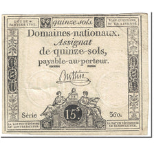 France, 15 Sols, 1792, 1792-10-24, EF(40-45), KM:A65