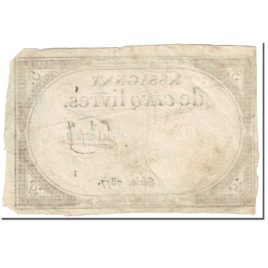 France, 5 Livres, 1793, La Chapelle, 1793-10-31, VG(8-10), KM:A76
