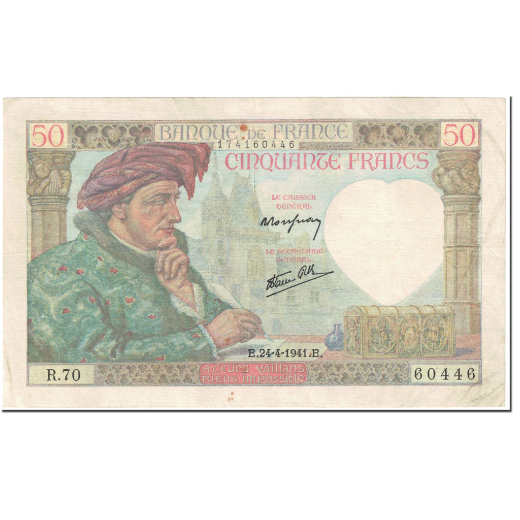 France, 50 Francs, 50 F 1940-1942 ''Jacques Coeur'', 1941, 1941-04-24