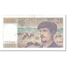 France, 20 Francs, 20 F 1980-1997 ''Debussy'', 1987, Undated (1987), VF(20-25)