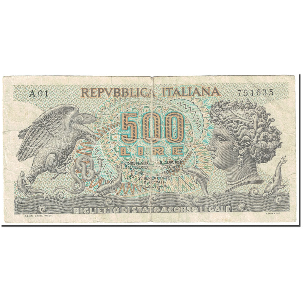 Billete, 500 Lire, 1967, Italia, 1967-10-20, KM:93a, RC